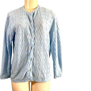 Vintage Millay Cardigan Sweater Light Blue retro 70s long sleeve cardigan sz L